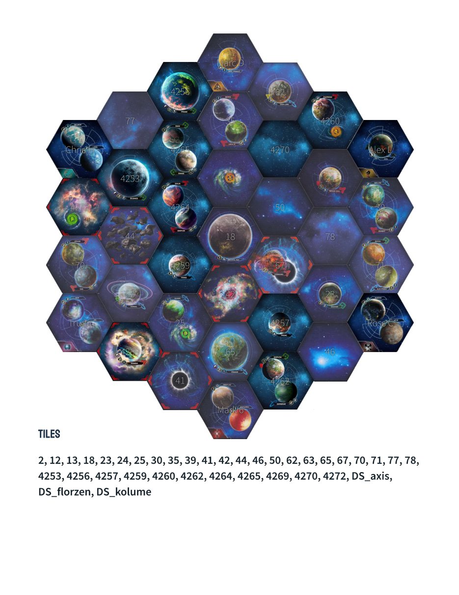 The drafted galaxy for the Discordant Stars game